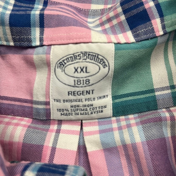 Brooks Brothers 1818 Button Down Shirt Mens XXL patch work Cotton Regent Fit - Picture 4 of 8